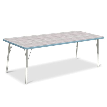 Jonti-Craft Berries Rectangle Activity Table, 30 in. x 72 in., A-height, Driftwood Gray/Coastal Blue/Gray 6413JCA452